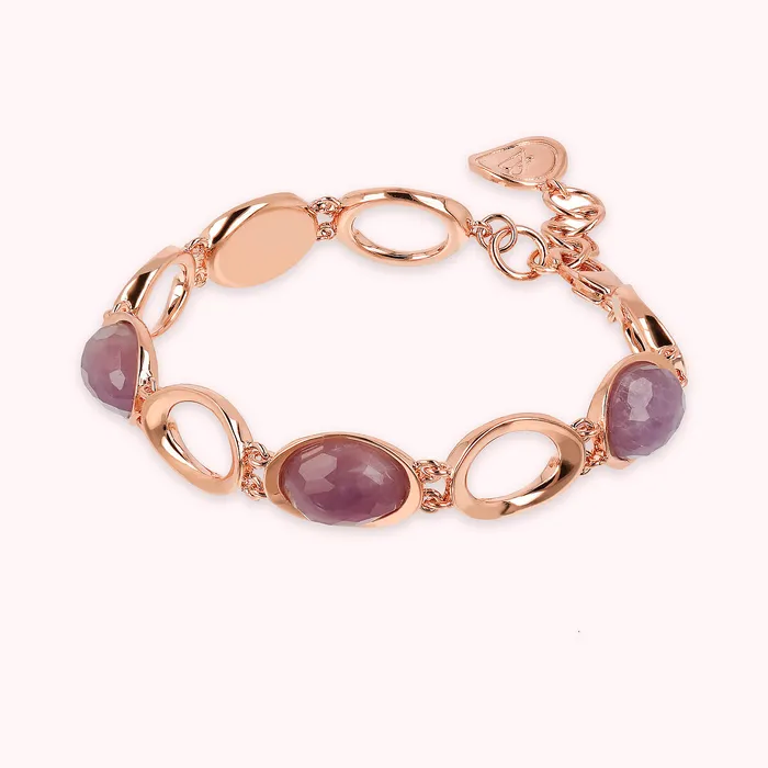 Bracciale a Maglie con Pietra Naturale Ovale Sfaccettata Bronzallure Earrings