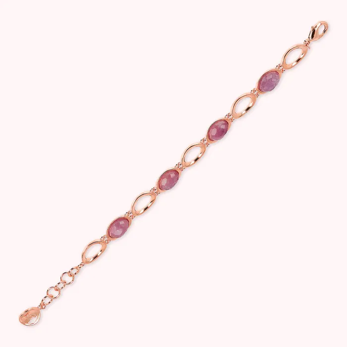 Bracciale a Maglie con Pietra Naturale Ovale Sfaccettata Bronzallure Earrings