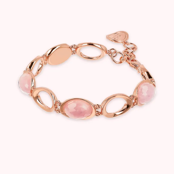Bracciale a Maglie con Pietra Naturale Ovale Sfaccettata Bronzallure Earrings
