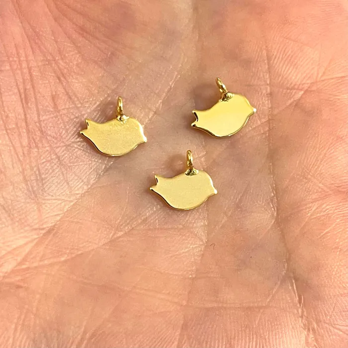 Earrings Peppy Beads 24Kt Shiny Gold Plated Bird Charms 3 pcs in a pack