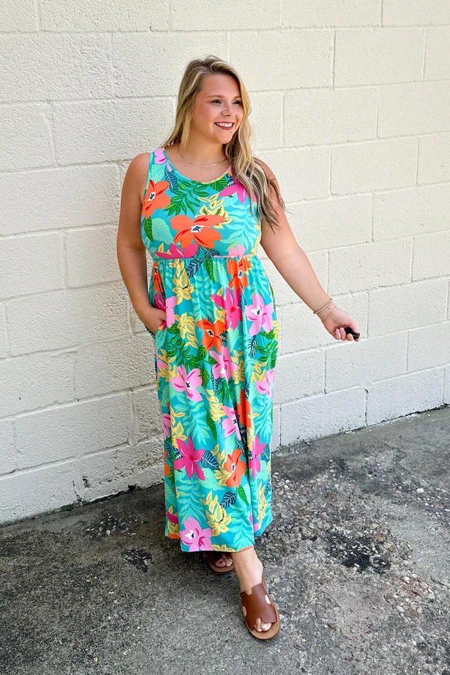 Haptics Collection Flowers Floral Babydoll Midi Dress Rings