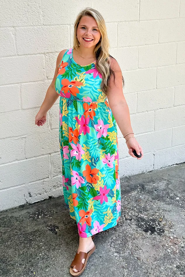 Haptics Collection Flowers Floral Babydoll Midi Dress Rings