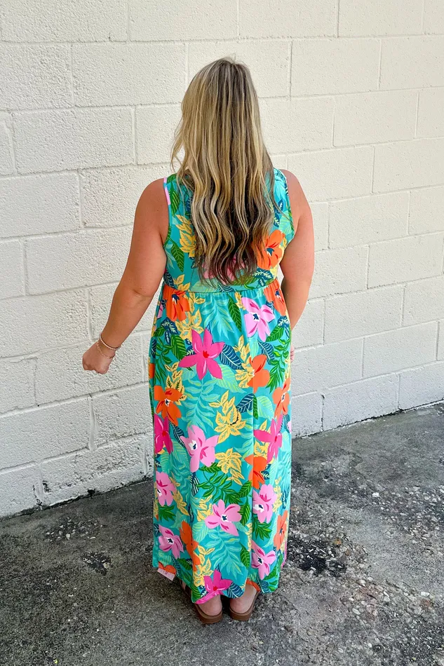 Haptics Collection Flowers Floral Babydoll Midi Dress Rings