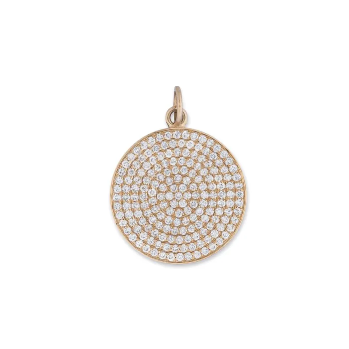 Large Yellow Gold and Diamond Disk Pendant RACHEL LYNN CHICAGO Necklaces