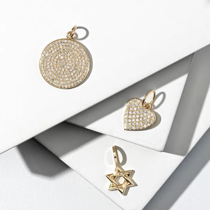 Large Yellow Gold and Diamond Disk Pendant RACHEL LYNN CHICAGO Necklaces