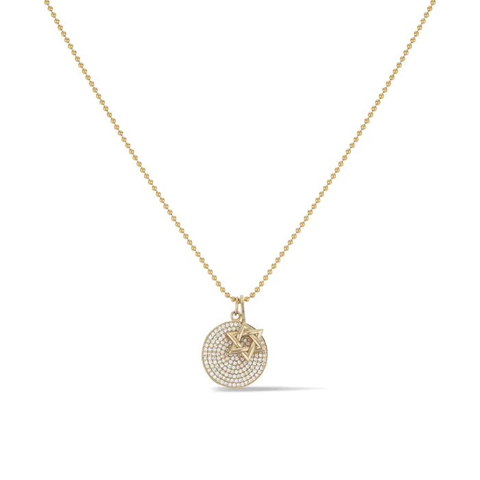 Large Yellow Gold and Diamond Disk Pendant RACHEL LYNN CHICAGO Necklaces