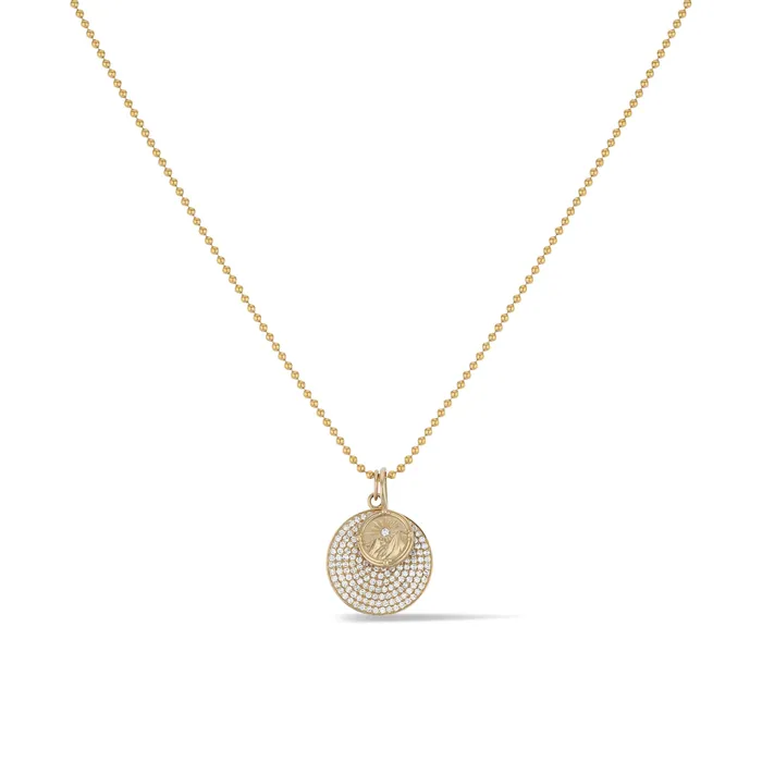 Large Yellow Gold and Diamond Disk Pendant RACHEL LYNN CHICAGO Necklaces