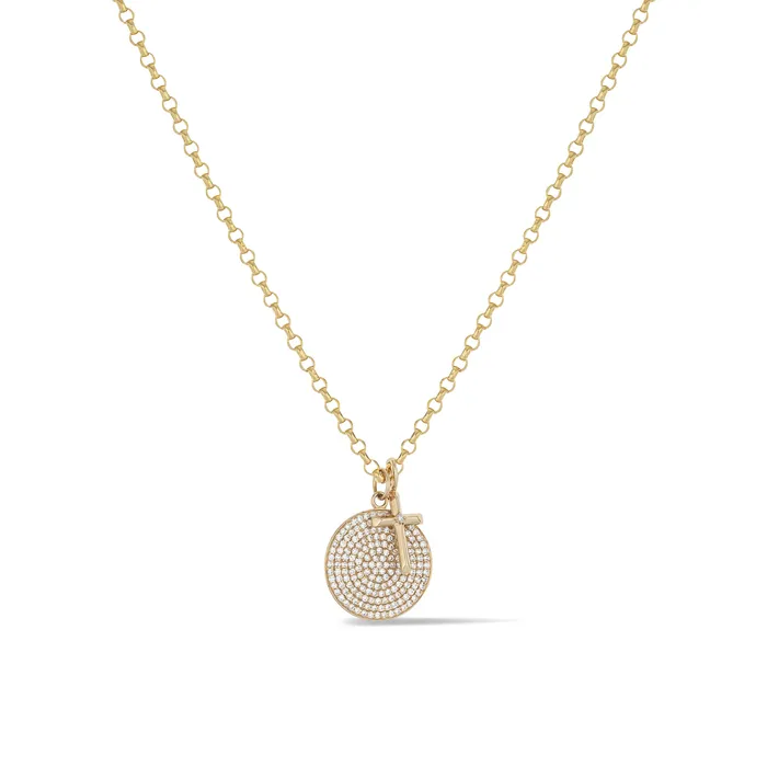 Large Yellow Gold and Diamond Disk Pendant RACHEL LYNN CHICAGO Necklaces