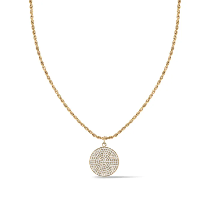 Large Yellow Gold and Diamond Disk Pendant RACHEL LYNN CHICAGO Necklaces