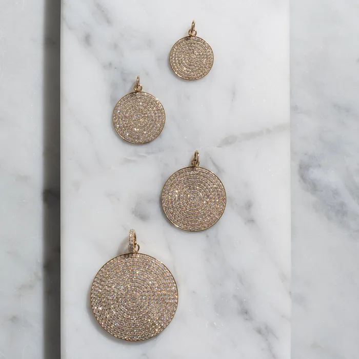 Large Yellow Gold and Diamond Disk Pendant RACHEL LYNN CHICAGO Necklaces