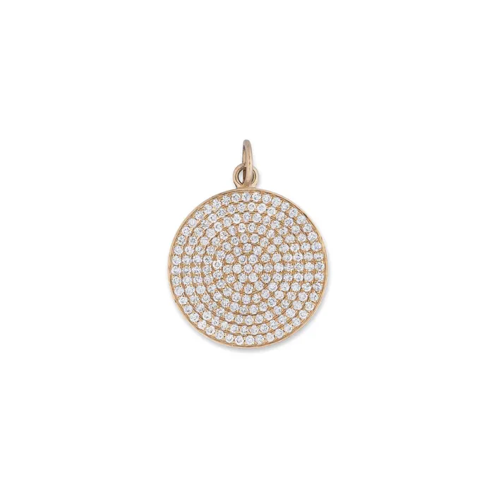 Large Yellow Gold and Diamond Disk Pendant RACHEL LYNN CHICAGO Necklaces