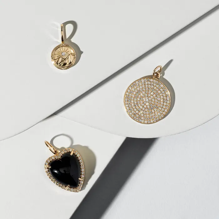 Large Yellow Gold and Diamond Disk Pendant RACHEL LYNN CHICAGO Necklaces