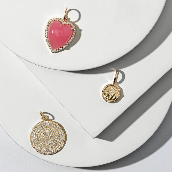 Large Yellow Gold and Diamond Disk Pendant RACHEL LYNN CHICAGO Necklaces