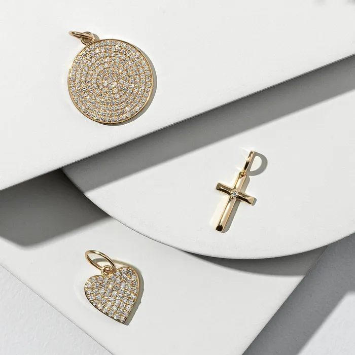 Large Yellow Gold and Diamond Disk Pendant RACHEL LYNN CHICAGO Necklaces