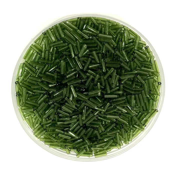 Peppy Beads Miyuki Bugles size 6mm 0158 Transparent Olive 10 grams Earrings