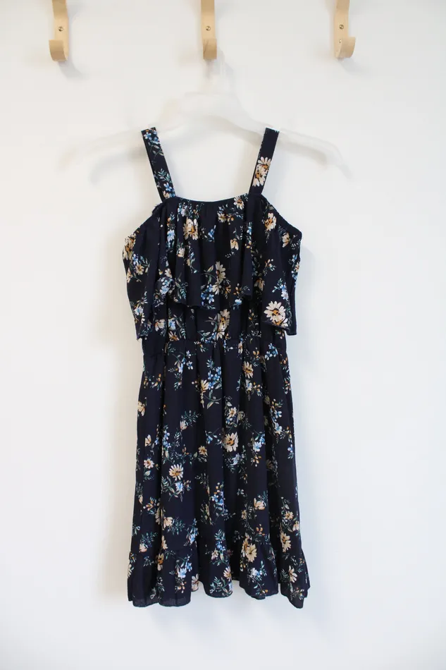 Rings Romwe Romwe Flowy Navy Floral Dress 4