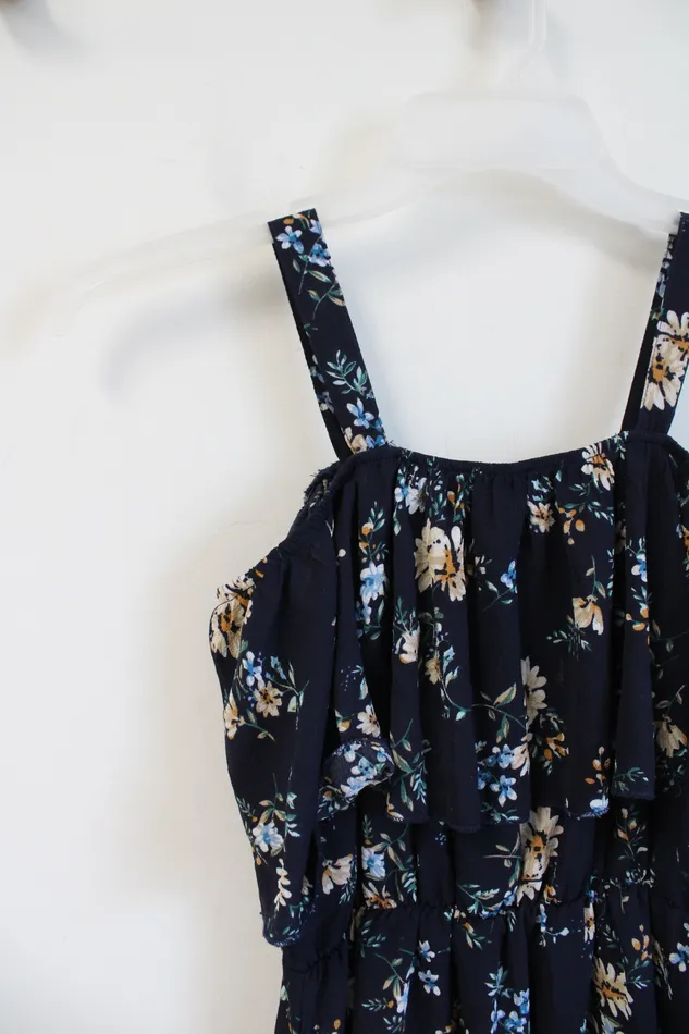 Rings Romwe Romwe Flowy Navy Floral Dress 4