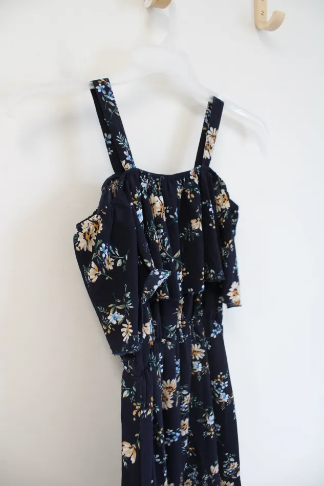 Rings Romwe Romwe Flowy Navy Floral Dress 4
