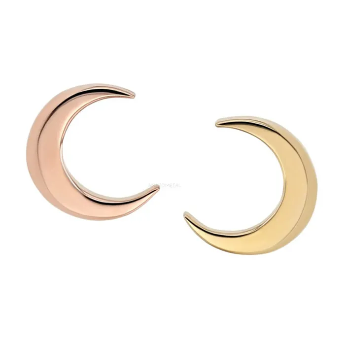 Anatometal threadless Moon in Gold End Earrings
