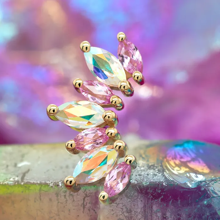 Body Vision BVLA Athena Threaded End in Gold with Light Pink Sapphires Mercury Mist Topaz Necklaces