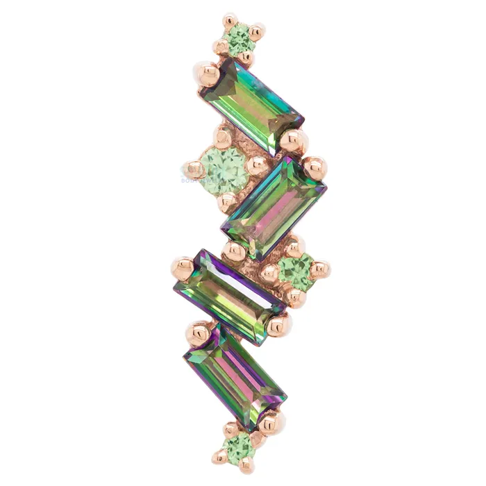 Body Vision BVLA Earrings Genesis Threaded End in Gold with Mystic Topaz Tsavorite