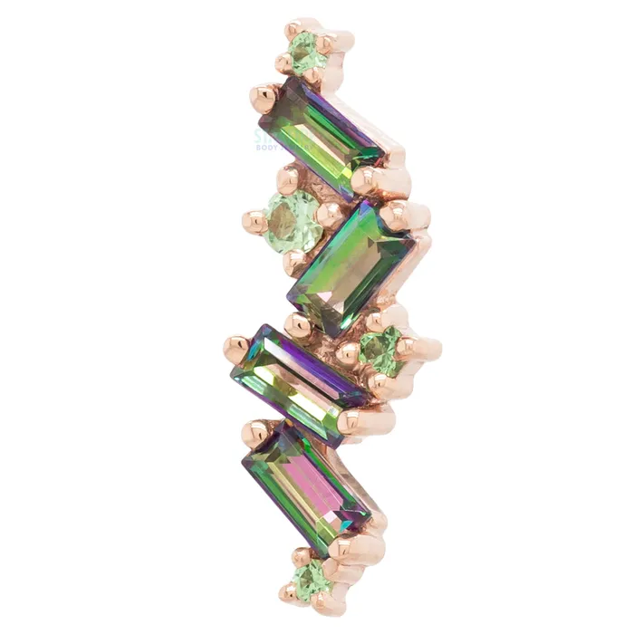 Body Vision BVLA Earrings Genesis Threaded End in Gold with Mystic Topaz Tsavorite