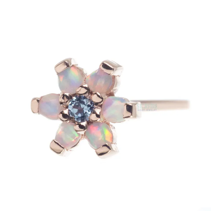 Body Vision BVLA Necklaces Flower 2 Nostril Screw in Gold with White Cabochon Opals a Light Blue CZ Body Vision BVLA Necklaces Flower 2 Nostril Screw in Gold with White Cabochon Opals a Light Blue CZ