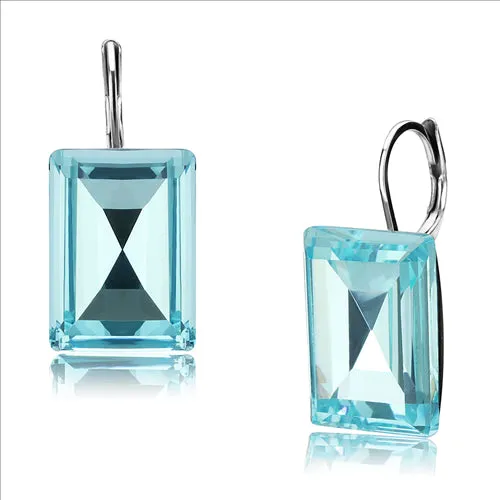 CJE3649 Wholesale Womens Stainless SteelTop Grade Crystal Sea Blue Earrings Green Earrings