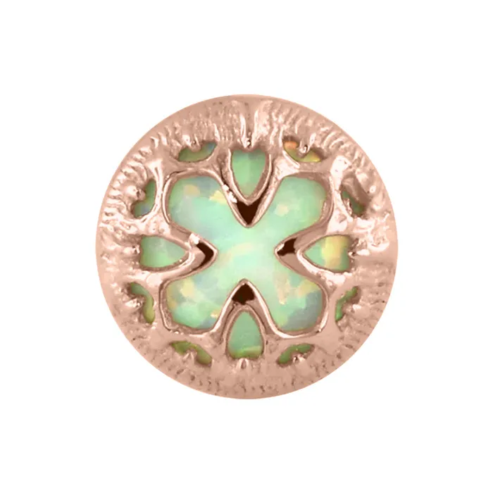 Earrings Anatometal Baroque Threaded End in Rose Gold with Opal