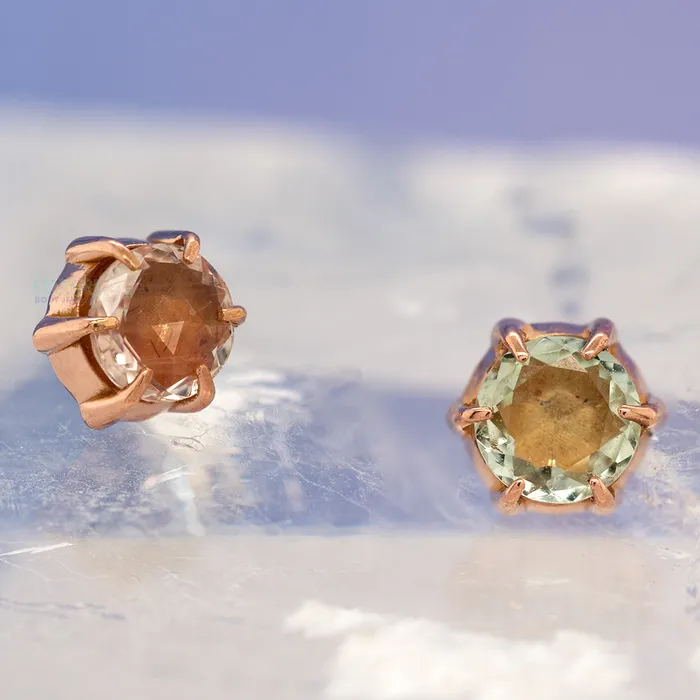 Earrings Maya Jewelry threadless Illuminate Small End in Gold with Genuine Gemstone