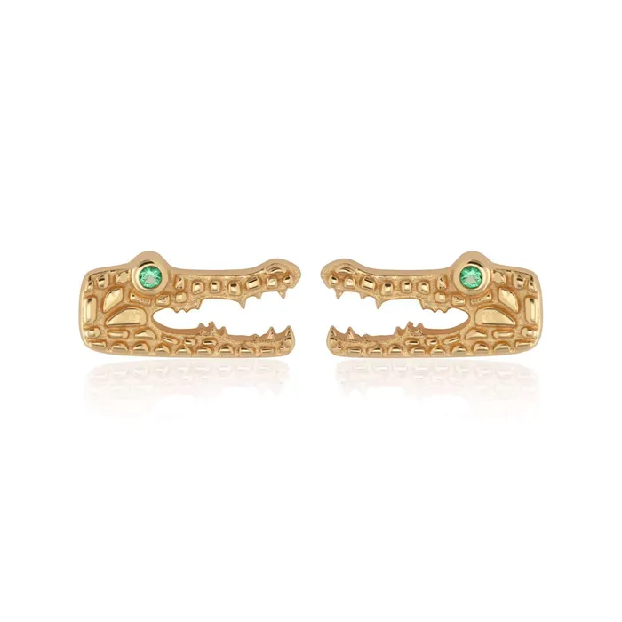 Earrings Scream Pretty Crocodile Stud Earrings with Green Eyes