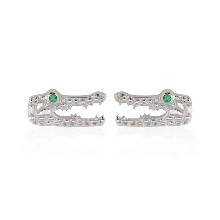 Earrings Scream Pretty Crocodile Stud Earrings with Green Eyes Earrings Scream Pretty Crocodile Stud Earrings with Green Eyes