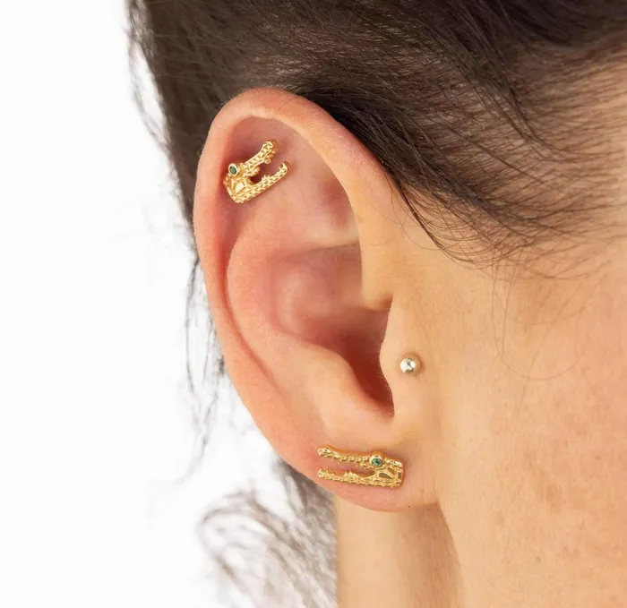 Earrings Scream Pretty Crocodile Stud Earrings with Green Eyes Earrings Scream Pretty Crocodile Stud Earrings with Green Eyes