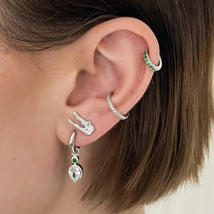 Earrings Scream Pretty Crocodile Stud Earrings with Green Eyes Earrings Scream Pretty Crocodile Stud Earrings with Green Eyes
