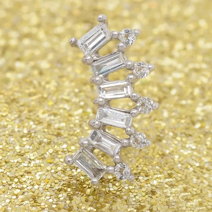 Earrings threadless GSTQ God Save the Queen End in Gold with Diamonds White Topaz Buddha Jewelry Organics