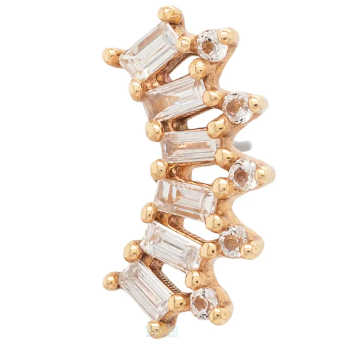 Earrings threadless GSTQ God Save the Queen End in Gold with Diamonds White Topaz Buddha Jewelry Organics