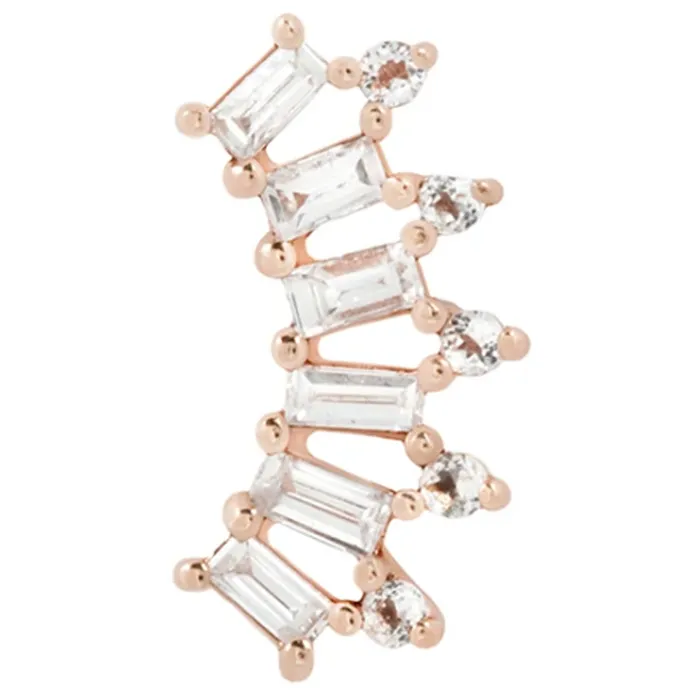 Earrings threadless GSTQ God Save the Queen End in Gold with Diamonds White Topaz Buddha Jewelry Organics