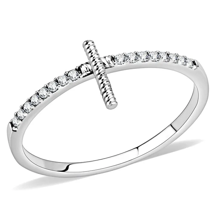 Green CJ161 Wholesale Womens Stainless Steel Minimal Cross Ring Rings