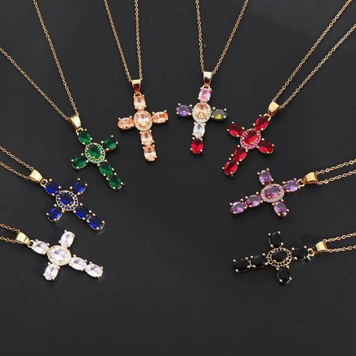 Necklaces worldnetgifts Stone Cross Necklace