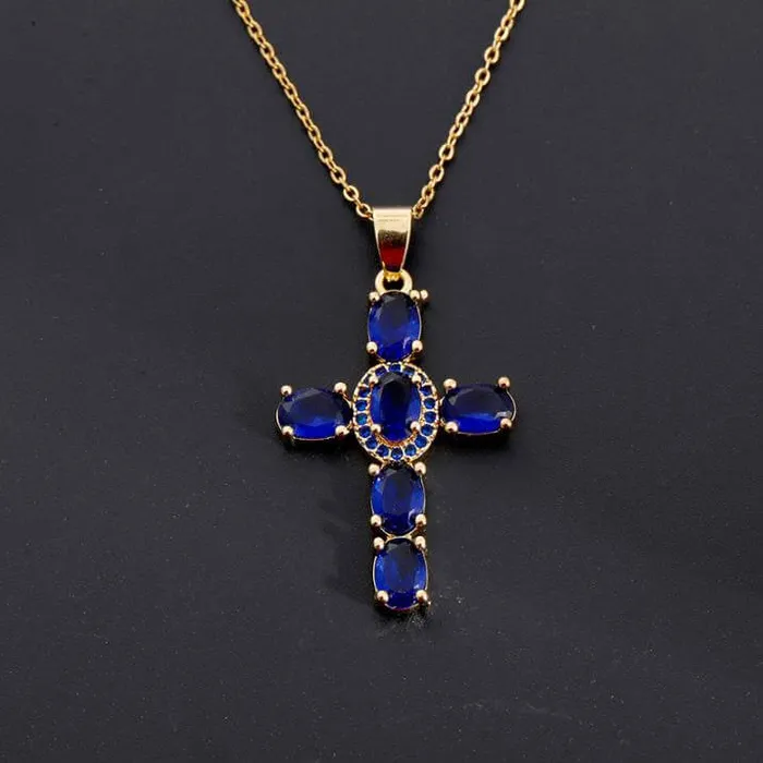 Necklaces worldnetgifts Stone Cross Necklace