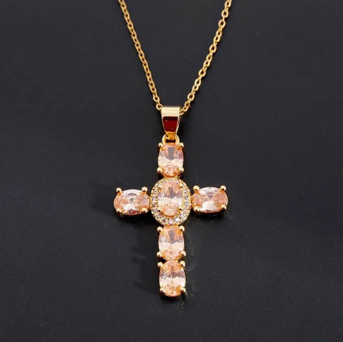 Necklaces worldnetgifts Stone Cross Necklace