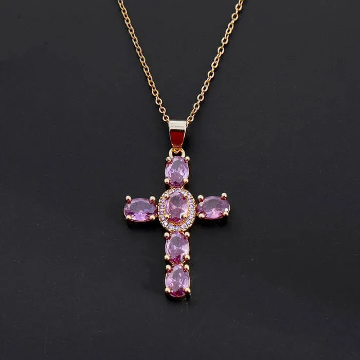 Necklaces worldnetgifts Stone Cross Necklace