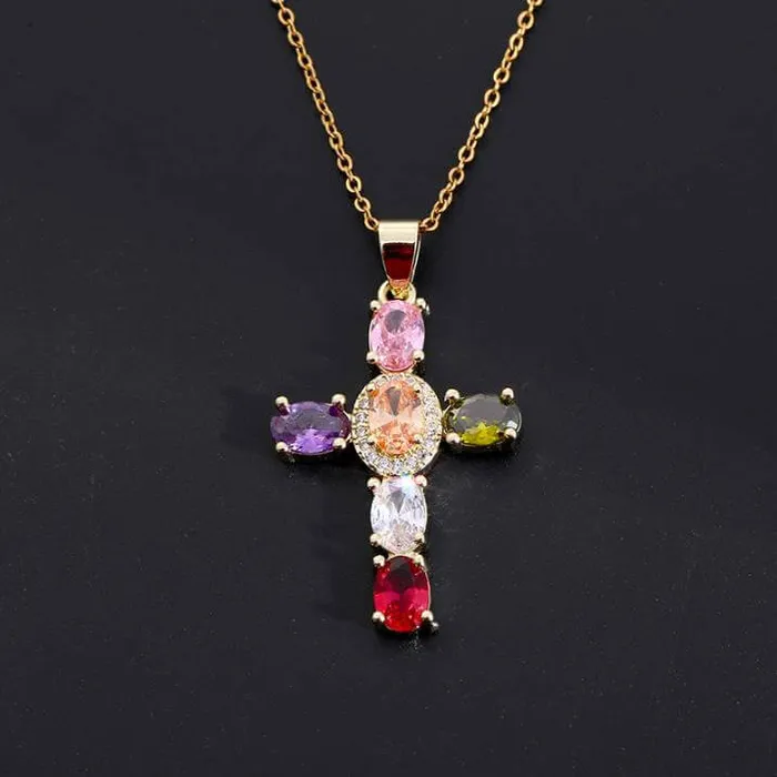 Necklaces worldnetgifts Stone Cross Necklace