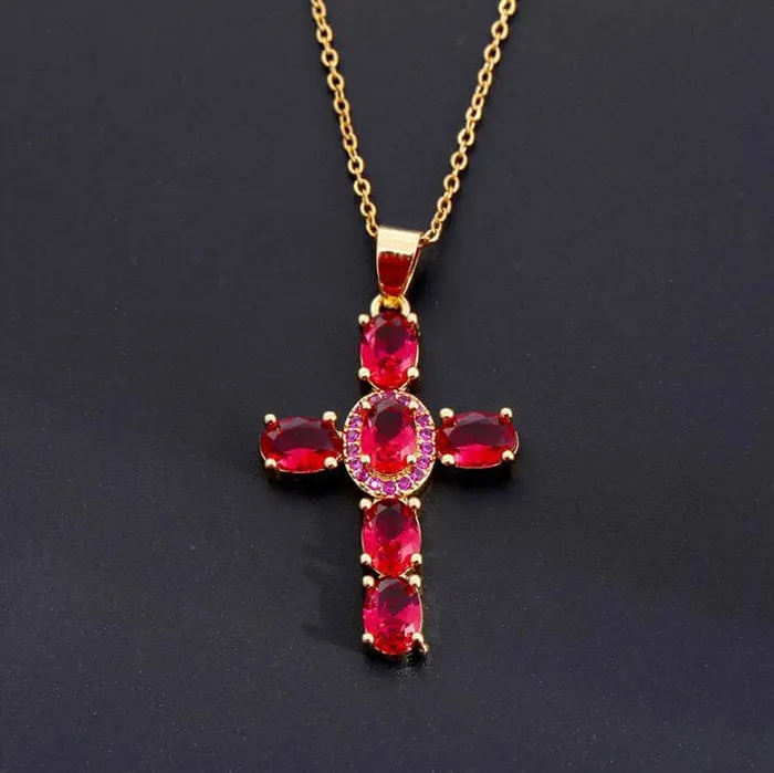 Necklaces worldnetgifts Stone Cross Necklace
