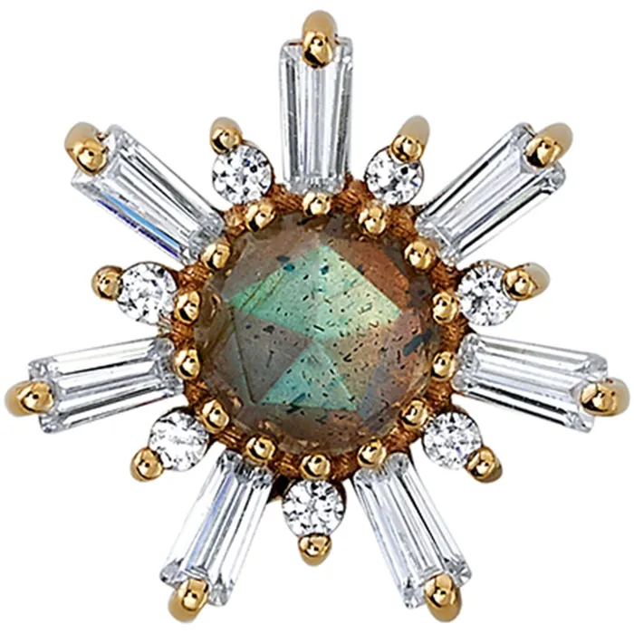 Rings Body Vision BVLA Elaine Threaded End in Gold with Rose Cut Labradorite White Sapphire Diamonds Rings Body Vision BVLA Elaine Threaded End in Gold with Rose Cut Labradorite White Sapphire Diamonds