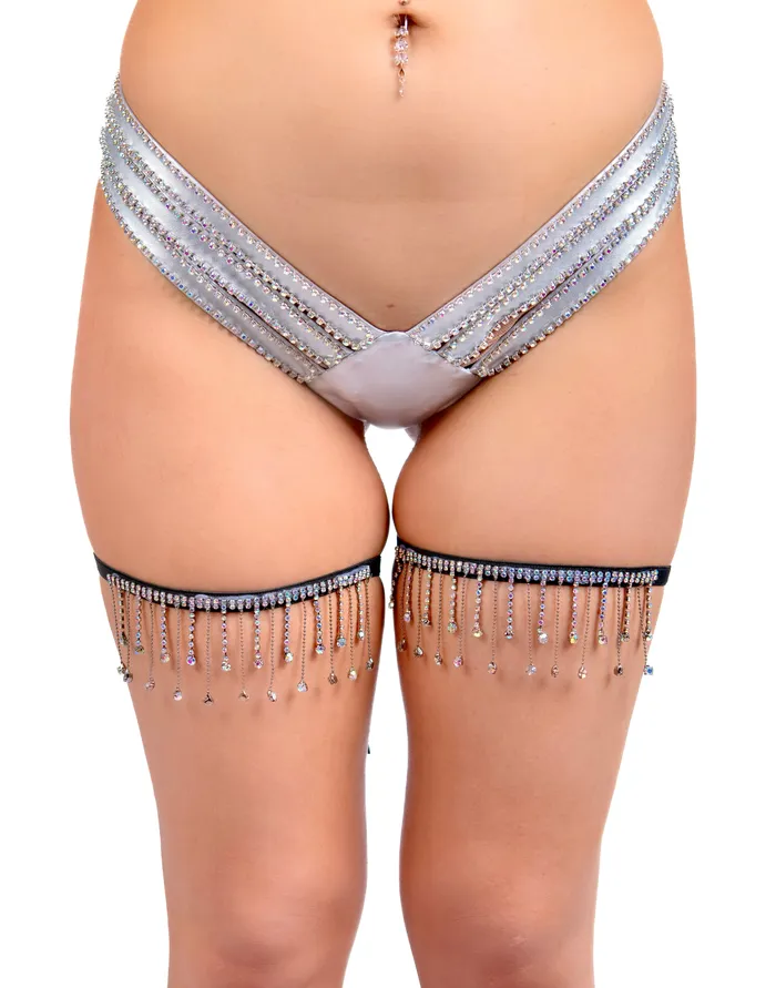 Rings THE LUMI SHOP Black Rhinestone Leg Wrap Pair 2 pcs