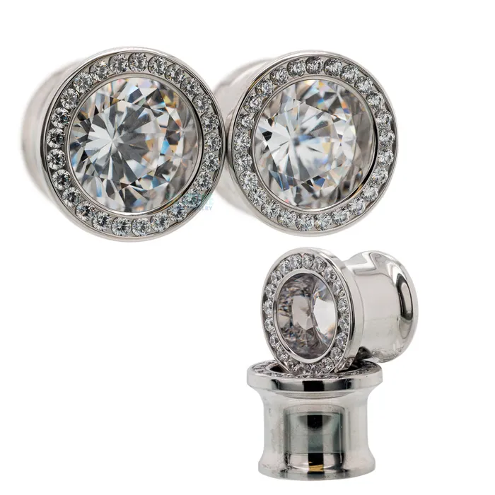 Super Gemmed BIG BLING Plugs Eyelets with BrilliantCut Gems Pistachio Anatometal Necklaces