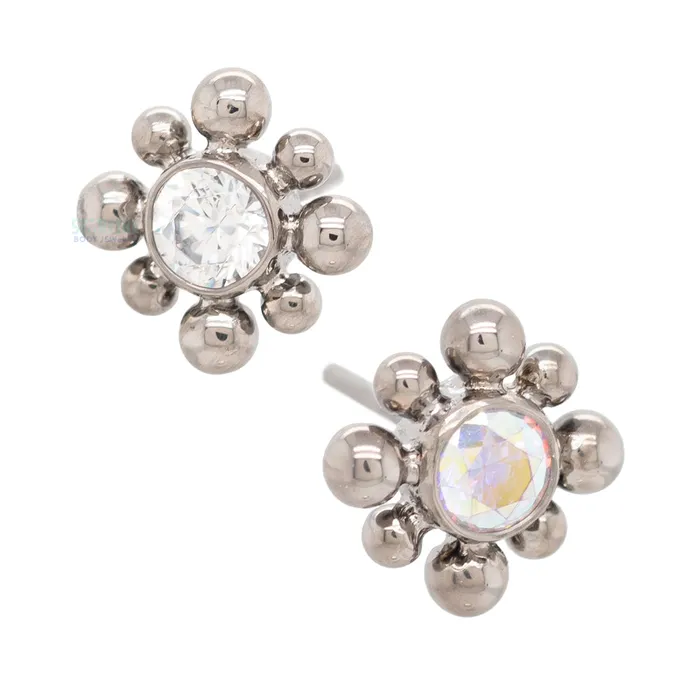threadless 15HT Haute Couture Bijoux Faceted Gem Bezel Pin LeRoi Earrings