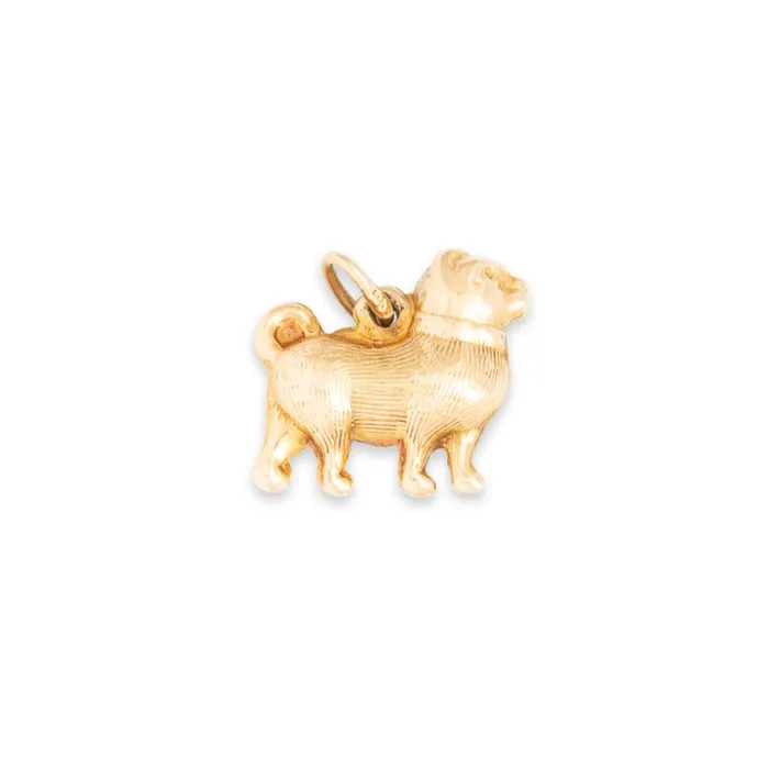 Vintage Earrings Short Nosed 14K Gold Dog Charm