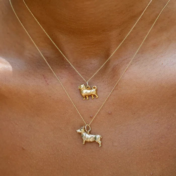 Vintage Earrings Short Nosed 14K Gold Dog Charm
